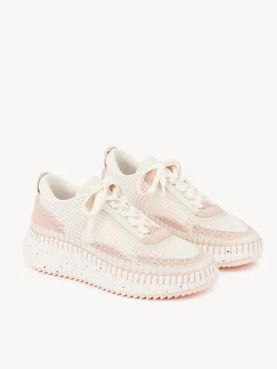 Chloé Nama Beige Mesh Sneakers In Multi