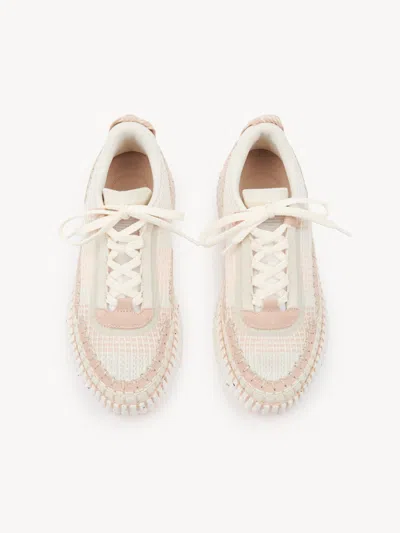 Chloé Nama Beige Mesh Sneakers In Multi