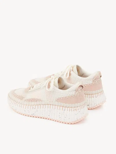 Chloé Nama Beige Mesh Sneakers In Multi
