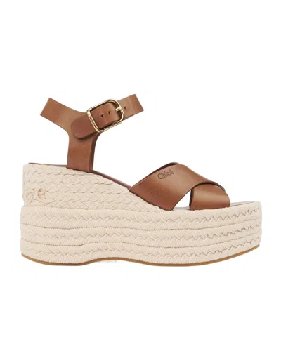 Chloé Open Toe Platform Sole Strappy Espadrilles