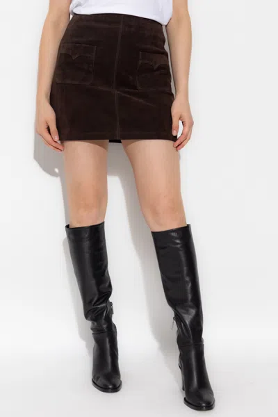 Zadig & Voltaire Jaime Suede Skirt In Burgundy