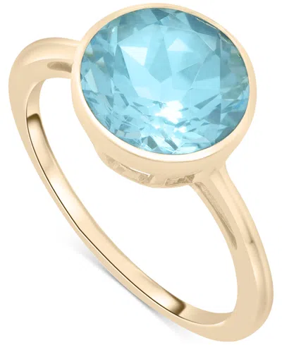 Macy's Sky Blue Topaz Bezel Circle Solitaire Statement Ring (3-3/4 Ct. T.w.) In 14k Gold