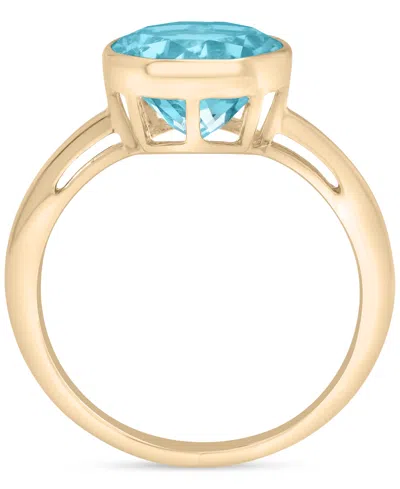 Macy's Sky Blue Topaz Bezel Circle Solitaire Statement Ring (3-3/4 Ct. T.w.) In 14k Gold