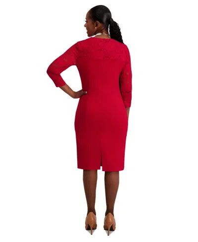 Kasper Women's Lace-sleeve Sheath Dress, Regular & Plus Sizes In Red