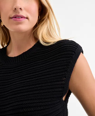On 34th Women's Textured-stitch Sleeveless Sweater, Exclusively At Macy's In Black
