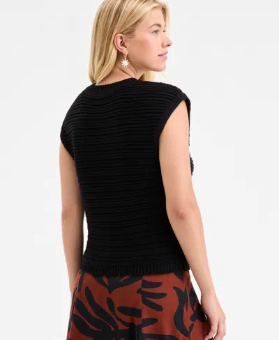 On 34th Women's Textured-stitch Sleeveless Sweater, Exclusively At Macy's In Black