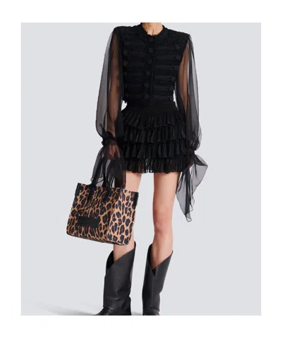 Balmain Edge-to-edge Tweed And Chiffon Jacket In Black