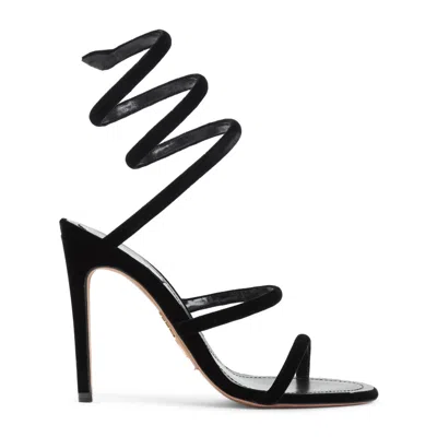 René Caovilla Black Open Toe Heels In Black