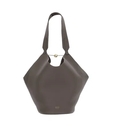 Khaite Dark Grey Lotus Small Tote In Gray