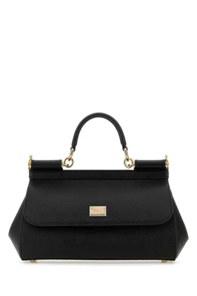 Dolce & Gabbana Black Medium Sicily Handbag In Black