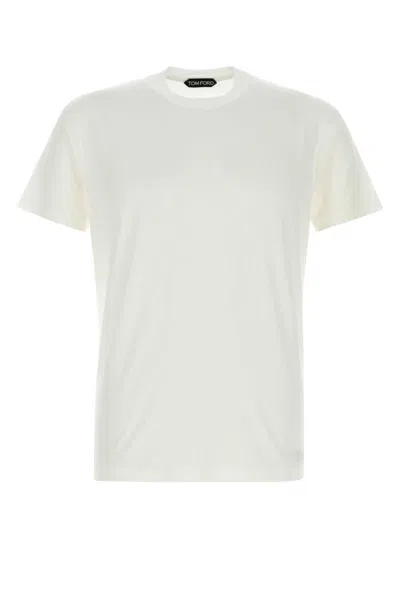 Tom Ford White Cotton T-shirt With Straight Hem In White