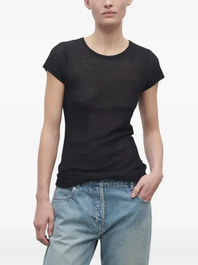 The Row Sheer Short-sleeve Top In Black