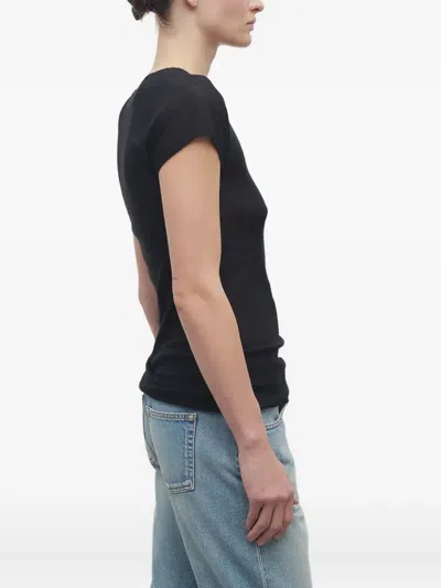 The Row Sheer Short-sleeve Top In Black