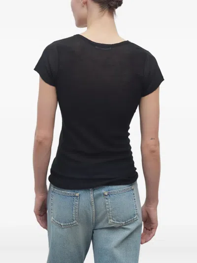 The Row Sheer Short-sleeve Top In Black