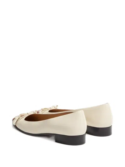 Valentino Leather Vlogo Signature Ballerinas In Neutral
