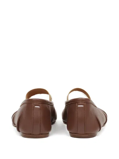 Maison Margiela Leather Ballerina Shoes Split Toe In Brown