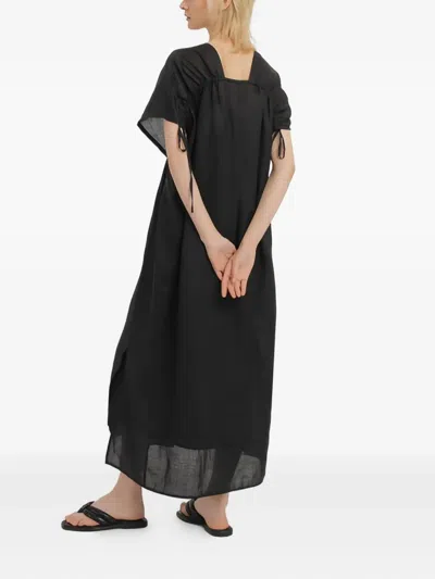 Marc O'polo Tie-detail Short-sleeves Midi Dress In Black