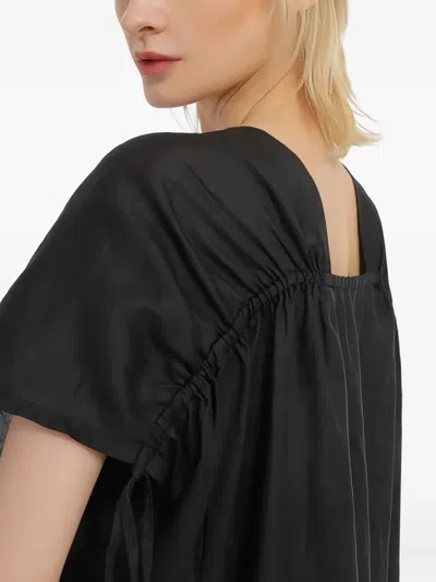 Marc O'polo Tie-detail Short-sleeves Midi Dress In Black