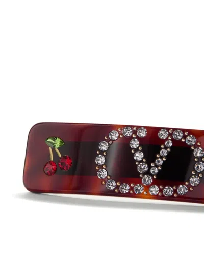 Valentino Vlogo Signature Hair Clip In Resin, Metal And Swarovski® Crystals