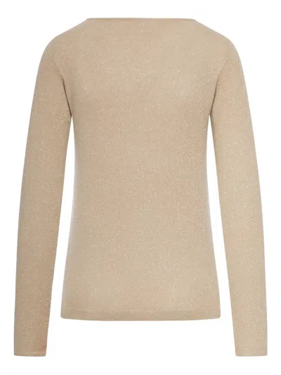 Brunello Cucinelli Cashmere Sweater With Lurex Inserts In Neutral