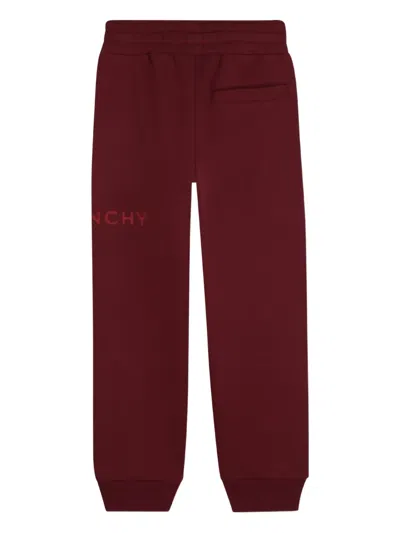 Givenchy Burgundy Trousers For Kids With Logo In Burgundy