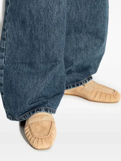 Stuart Weitzman Suede Finish Round Toe Brooks Loafers