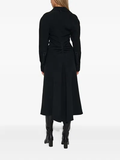 Victoria Beckham Women Black Long Sleeve Polo Collar Midi Dress, Xs Luxury Dresses For Women Darveys