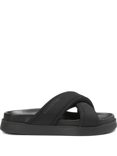 Marc O'polo Crossed-strap Slides In Black