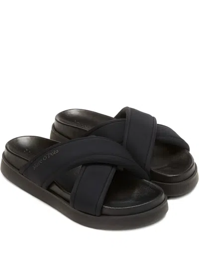 Marc O'polo Crossed-strap Slides In Black
