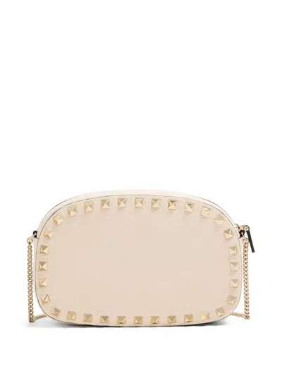 Valentino Garavani Rockstud Leather Crossbody Bag In Neutral