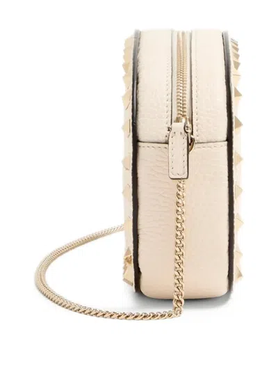 Valentino Garavani Rockstud Leather Crossbody Bag In Neutral