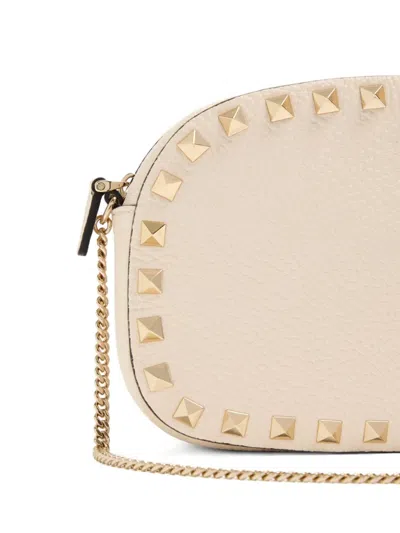 Valentino Garavani Rockstud Leather Crossbody Bag In Neutral