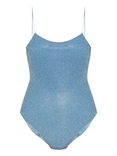 Oseree Shimmering Open Back Swimsuit In Blue
