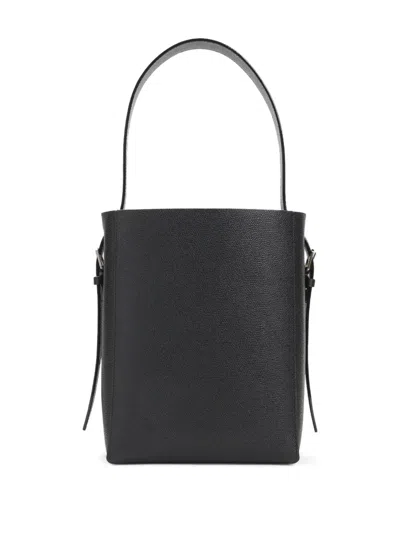 Valextra Structured Bucket Bag In Black Calf Leather
