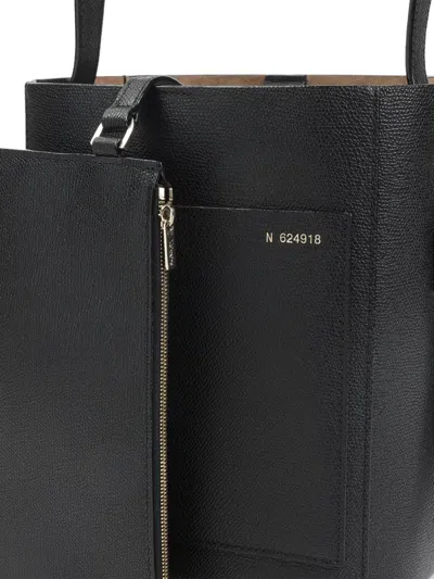 Valextra Structured Bucket Bag In Black Calf Leather