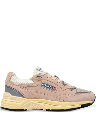 Autry Running-style Sneakers With Contrasting Mesh In Pink