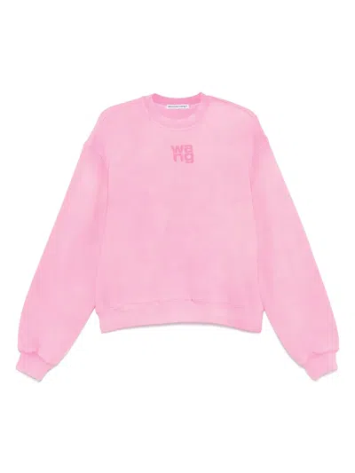 Alexander Wang Puff Logo Sweatshirt In Structured Terry In Pink