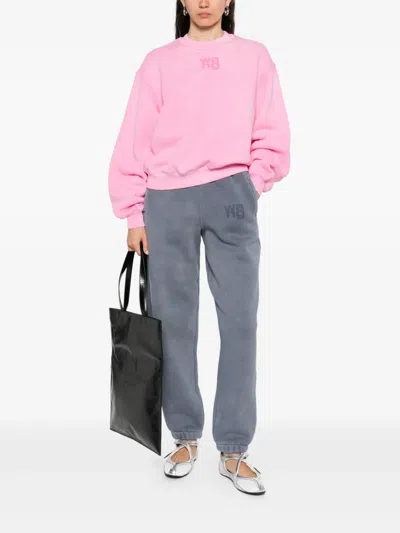 Alexander Wang Puff Logo Sweatshirt In Structured Terry In Pink