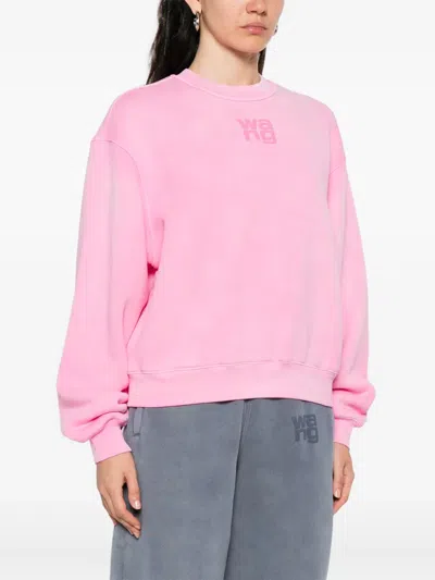 Alexander Wang Puff Logo Sweatshirt In Structured Terry In Pink