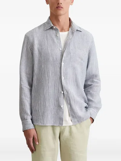 Marc O'polo Striped Button-up Shirt In Gray