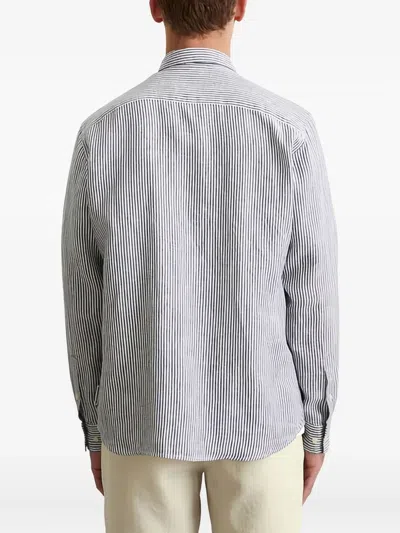 Marc O'polo Striped Button-up Shirt In Gray