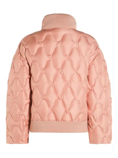 Fabiana Filippi Quilted Jackets With Ribbed Collar And Cuffs In Pink