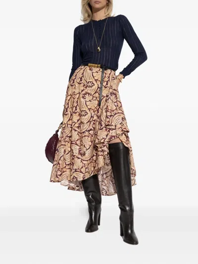 花卉印花不对称半身裙