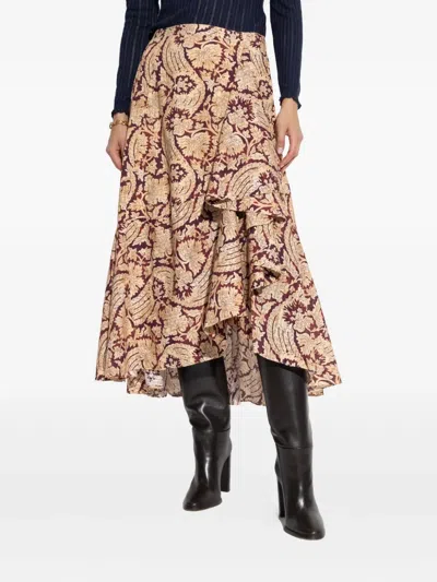 花卉印花不对称半身裙