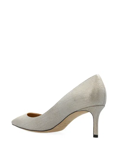 Jimmy Choo Romy Metallic Leather Pointed-toe Heels In Gray