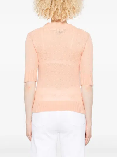 Chloé Logo Embroidery Sweater Sweaters And Cardigans Pink In Neutral