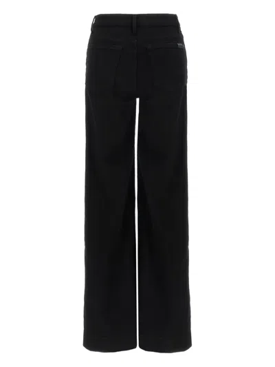 7 For All Mankind High-waisted Wide Leg Trousers With Bold Cuffs In Black