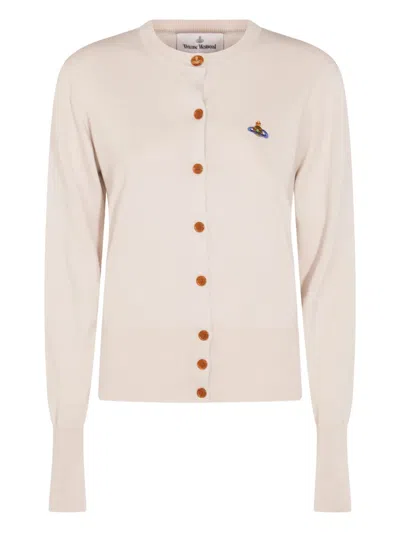 Vivienne Westwood Orb-embellished Virgin-wool Cardigan In Neutral