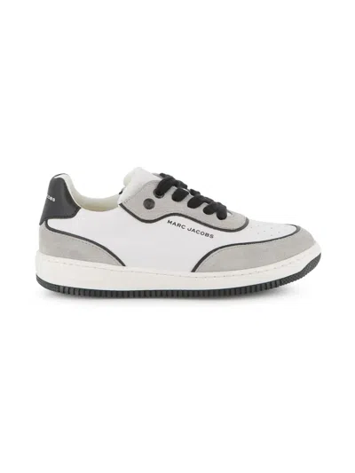 Marc Jacobs Kids Leather Logo Lace-up Trainers In Gray