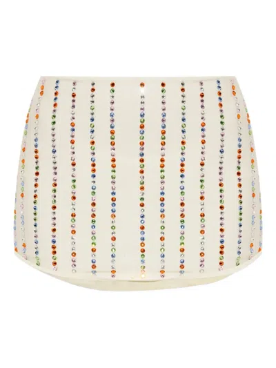 Oseree Crystal-embellished Mini Skirt In Multi